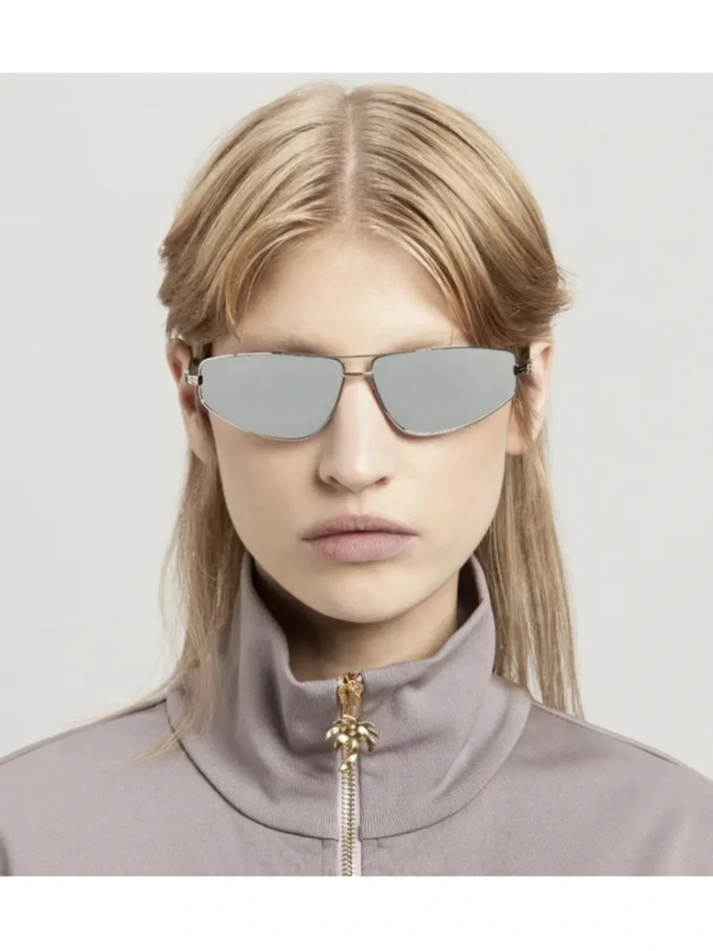 Palm Angels Clavey Silver Metal Aviator Sunglasses Gray Lens NWT